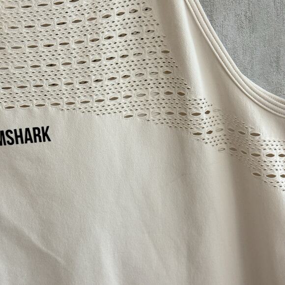 GYMSHARK Energy Seamless Laser-Cut Tank Top Womens Size Medium Ivory Workout Gym - Picture 6 of 10
